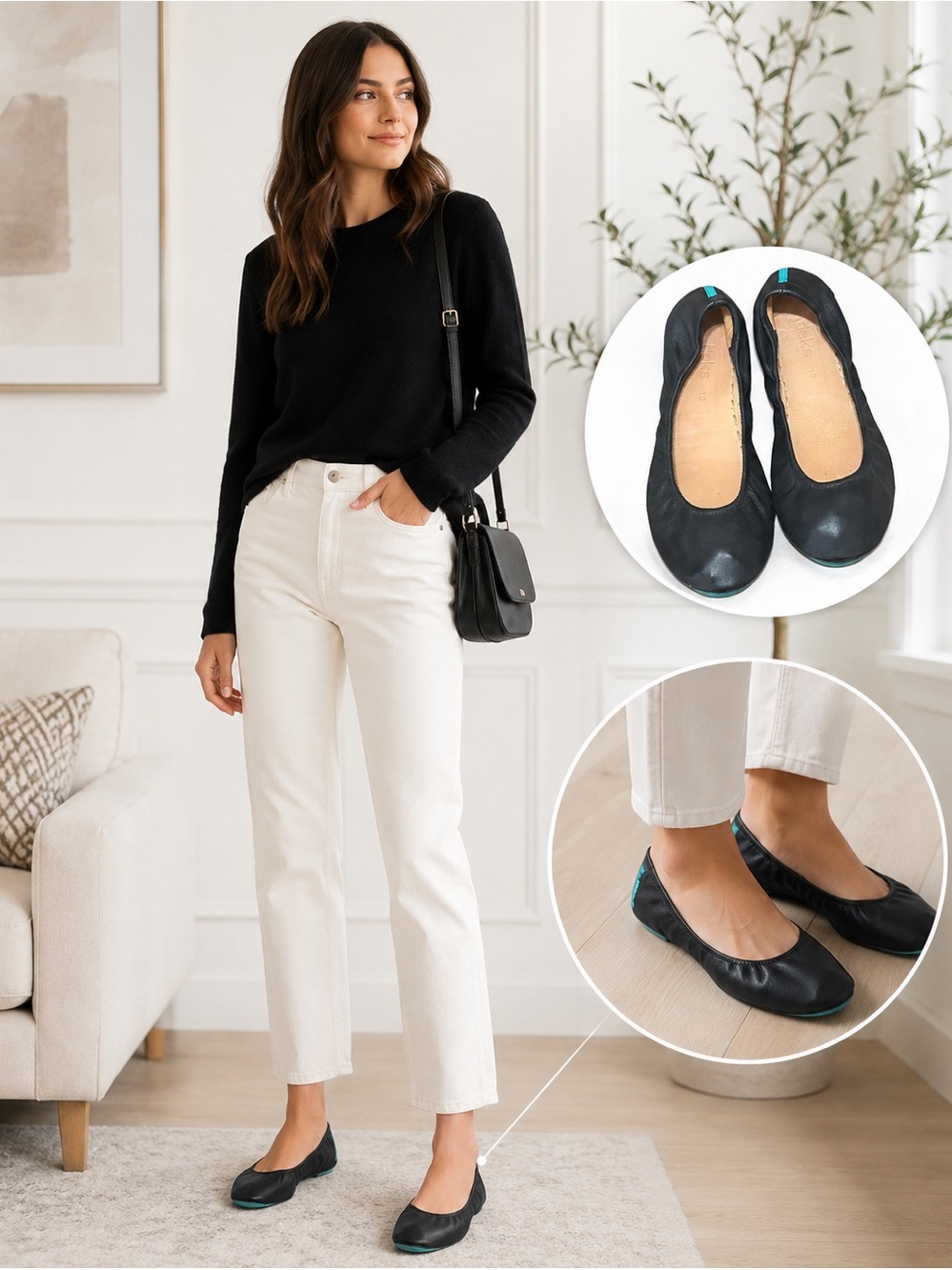 Tieks Matte Black Italian Leather Ballet Flats Size 10 Foldable Comfort Shoes